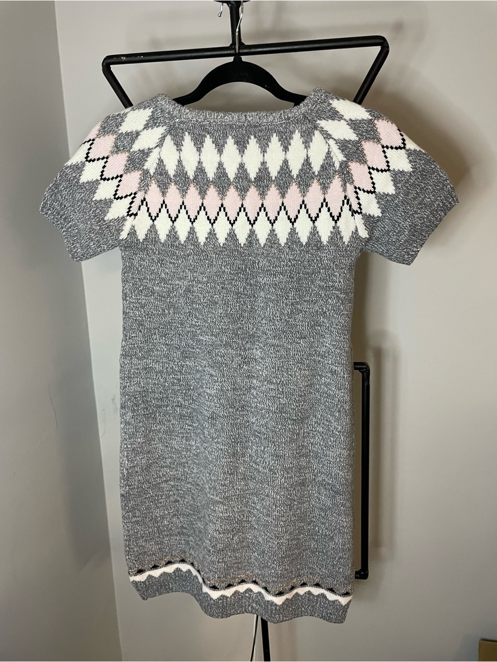 Joe Fresh Gray & White Knit Sweater Dress with Pink Accents - Picture 2 of 6